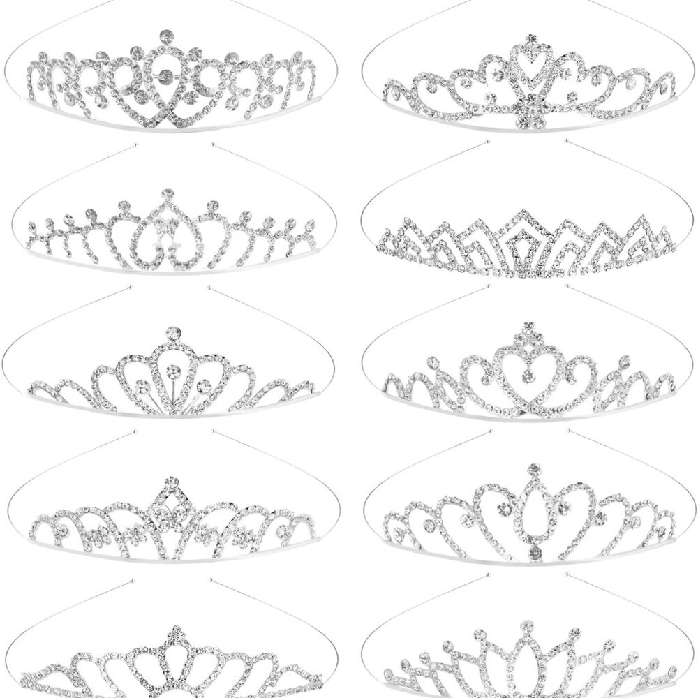 10Pcs Tiaras for Women Girls Sparkling Rhinestone Princess Tiara Headband Crowns